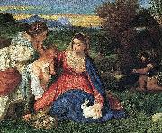 TIZIANO Vecellio Madonna with Rabbit oil